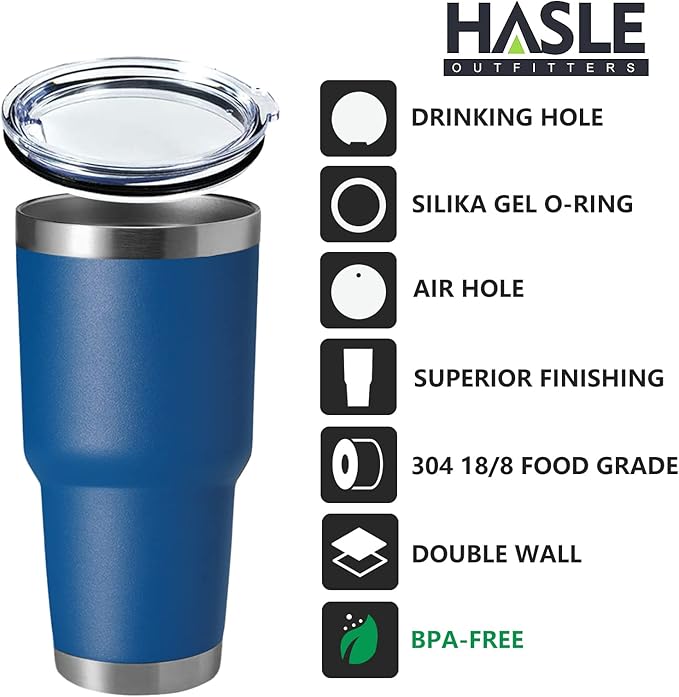 HASLE OUTFITTERS 30oz Stainless Steel Tumbler, Double Wall Vacuum Insulated Travel Mug Tumbler, Durable Insulated Coffee Mug, Gift Box Set (Dark Blue, 1)