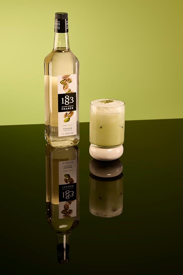 1883 Pistachio Syrup for Drinks – Premium French Flavoring Syrup, Made in France, 1 Liter Plastic Bottle – Perfect for Coffee, Lattes, Cocktails, and Desserts