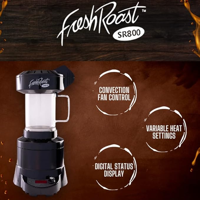 SR800 Coffee Roaster – Roast Coffee at Home – Variable Heat and Fan Control – Digital Display – Roasts 6–8 oz (170–226g) Per Batch – Easy to Use – Fast Roast Time