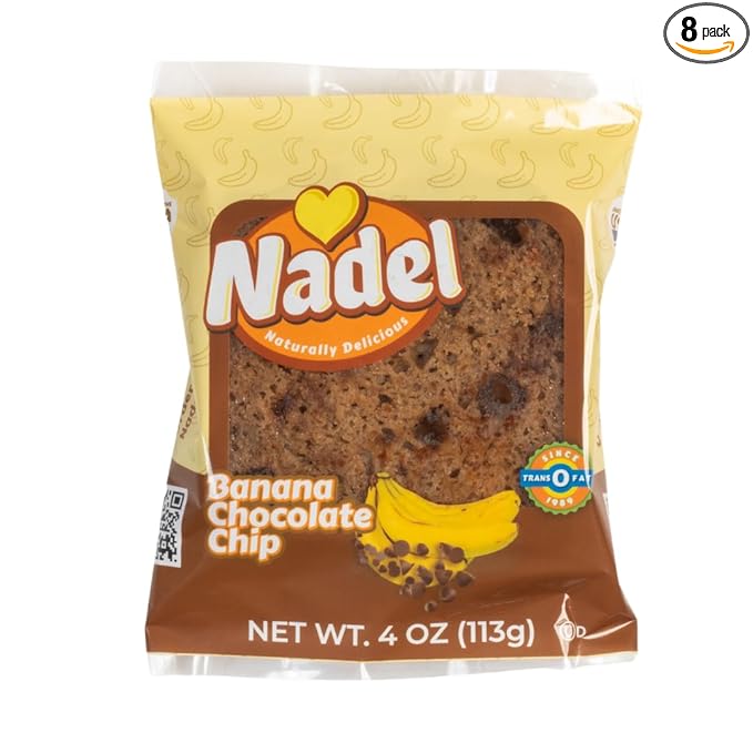 Nadel - NATURALLY DELICIOUS BANANA CHOCOLATE CHIP CAKE SLICES (8 Pack) Sweet Breads & Cakes, Back to School lunch snack, breakfast bar