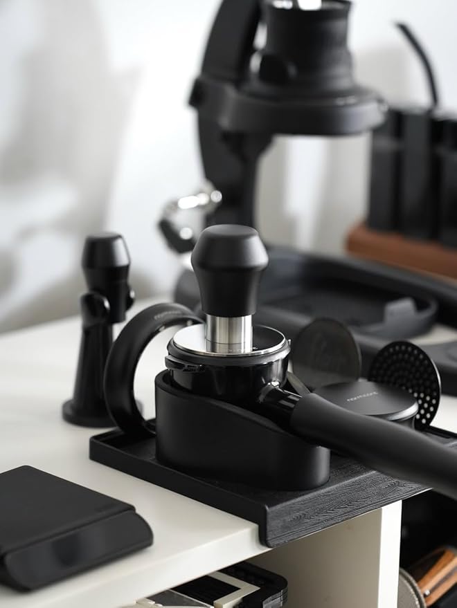 Normcore 57.5mm Coffee Tamper V4.1 Mini, Spring-Loaded with Click Feedback, 304 Stainless Steel Flat Base, Compatible with Lelit Anna Portafilter, Black