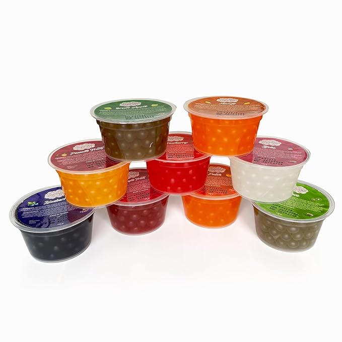 Popping Boba 3-Party flavors kit Dragon Fruit, Peach, Kiwi | Bursting Boba, Popping Pearls | 1 pack 390 Grams Panda Products (Dragon | Peach | Kiwi)