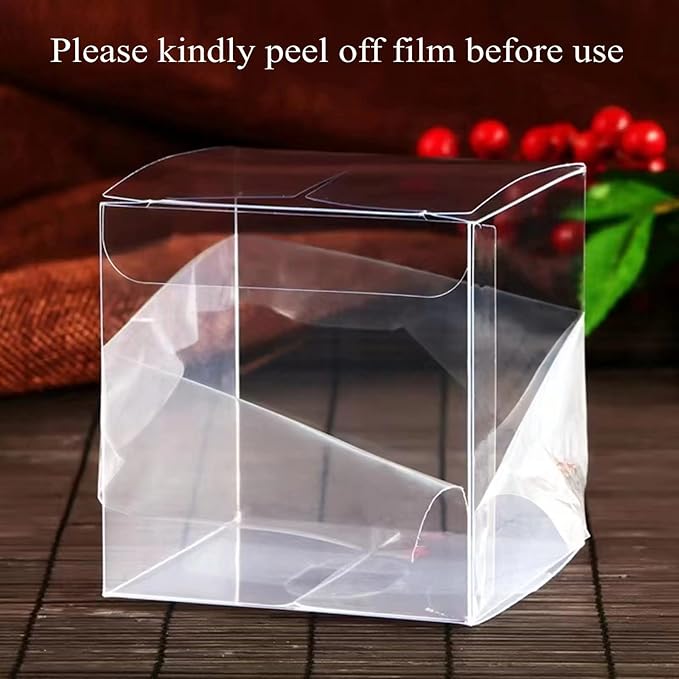 RomanticBaking 50 Pack 3x3x3 Inch Clear Chocolate Bomb Boxes Small Gift Boxes for Cupcake,Candies, Birthday Wedding Party Favor Box
