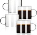 Espresso Cups Set of 4, 5 oz Small Shot Glasses with Handle, Clear Demitasse Mugs for Double Espresso or Tea, Coffee Machine Accessories