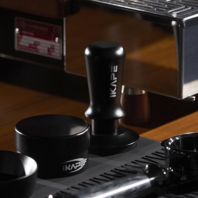 IKAPE 53.3mm Espresso Tamper, Spring-loaded Calibrated Tamper with Titanium Ripple Plating Base, Compatible with 54mm Breville Espresso Bottomless Portafilter