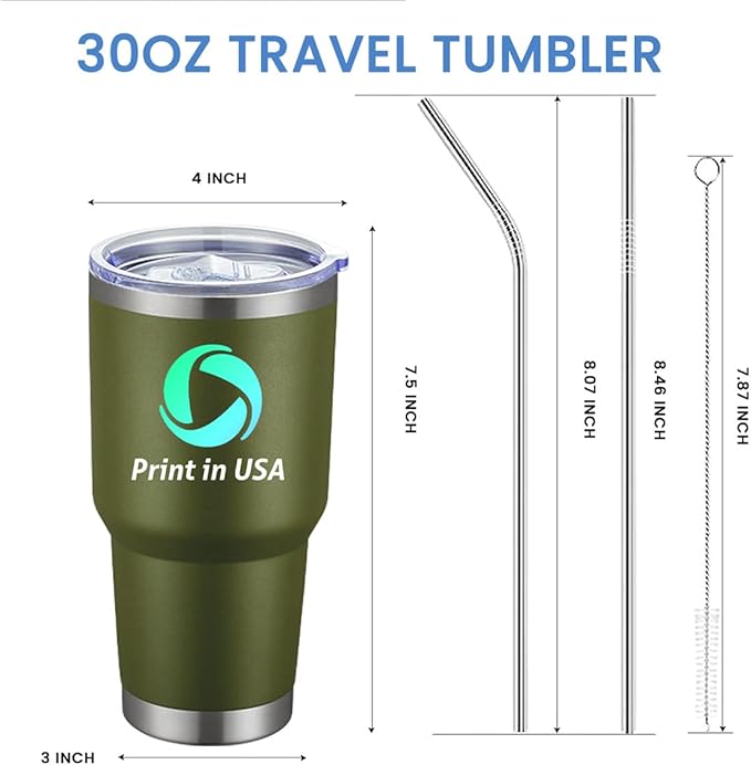 Personalized Tumbler with Pictures Text Logo,Print in USA,30oz Custom Coffee Tumbler with Lid & Straw,Double-layer Stainless Steel Custom Insulated Tumbler,Personalized Gifts As Birthday,Christmas