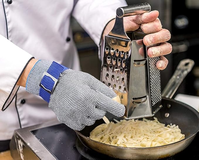 Schwer ANSI A9 Cut Resistant Glove, Food Grade Stainless Steel wire Mesh Metal Gloves, Knife Cutting Gloves for kitchen Mandoline Slicing Butcher Meat Cutting Oyster Shucking Fish Fillet（M, 1 PCS）