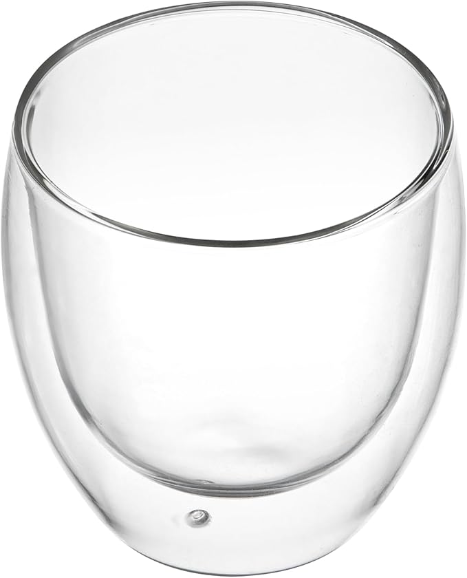 Restaurantware-Forma Professional 8.5 Ounce Double Wall Coffee Cups, 2 Insulated Latte Glasses - Dishwashable, Reusable, Clear Glass Beverage Cups, Freezable, For Hot Or Cold Beverages