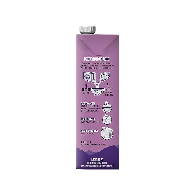 Oregon Chai Slightly Sweet Chai Concentrate, 32 Fluid Ounce (Pack of 6)