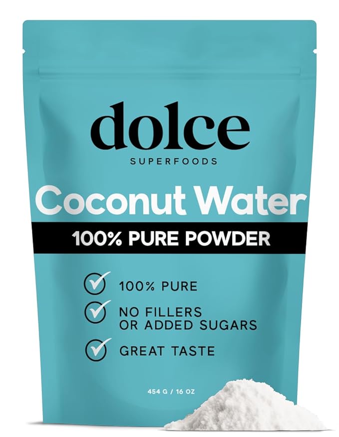 Dolce Superfoods Coconut Water Powder, Natural Electrolyte Powder for Daily Hydration & Wellness, Powdered Coconut Water with Potassium, Sodium, & Magnesium, 1lb