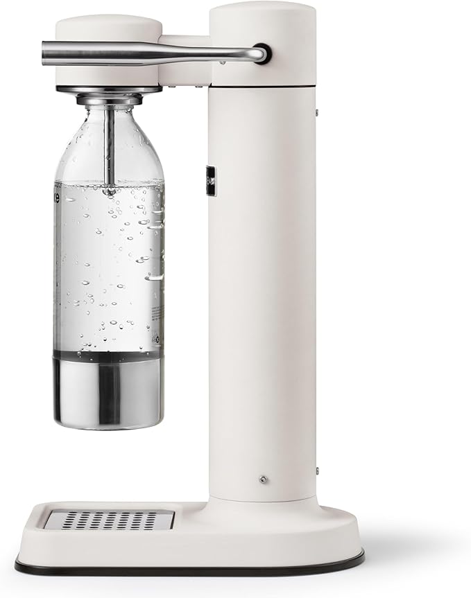 Aarke Carbonator lll, Sparkling & Carbonation Water Machine, Stainless Steel with PET BPA-Free Reusable Bottle Volume 1L/34 fl oz (Matte White)