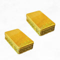 Pack of 2 Glittering Gold Rectangular Container With Lid, Multipurpose Tin Box, Festive Tin Box for Gift Giving, Cookies, Stationery & More - 7.25 x 5.25 x 2.25 Inches