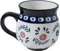 ALMA Handpainted Blue Coffee Mug,Potbelly Ceramic Coffee Mug, Premium Hand Warmer Tea Mug, Microwave & Dishwasher safe-12.85oz(380ml)