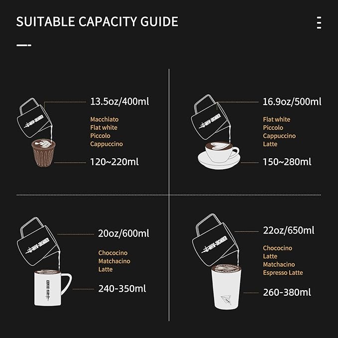 MHW-3BOMBER Espresso Steaming Pitcher Milk Frothing Pitcher Stainless Steel Milk Coffee Cappuccino Latte Art Barista Cup 13.5oz/400ml (Glossy) P5001S-OS