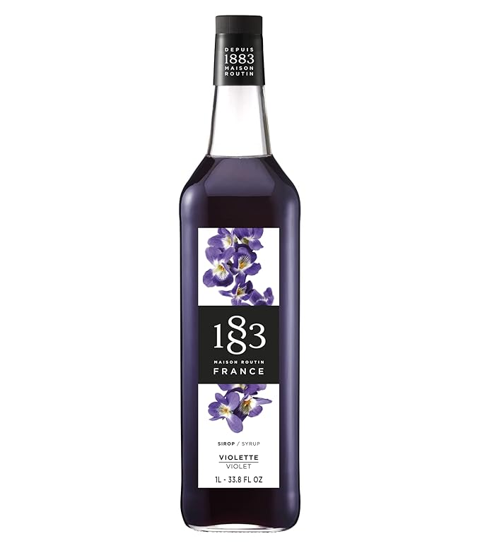1883 Violet Syrup for Drinks, Made in France, 1 Liter Glass Bottle