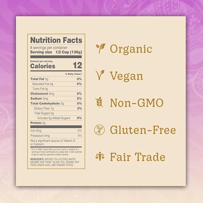 Bhakti Chai Tea Concentrate | Sugar-Free, Organic Fresh Ginger, Black Tea, Spiced, Dairy-Free, Vegan (Pack of 2)