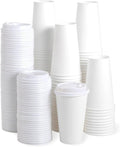 JOLLY PARTY [100 Pack] 16 oz Paper Coffee Cups, Disposable Paper Cup with Lids, Hot/Cold Beverage Drinking Cup for Water, Juice, Coffee or Tea, Suitable for Home, Shops and Cafes