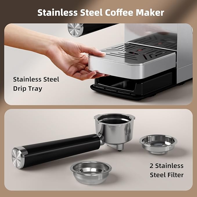 Espresso Machine 20 Bar with Rapid Cold Brew - Hot & Iced Coffee Maker, Built-in Steam Wand, Touch Screen, 37oz Water Tank -Perfect for Lattes, Cappuccinos, and Gift for Coffee Lovers