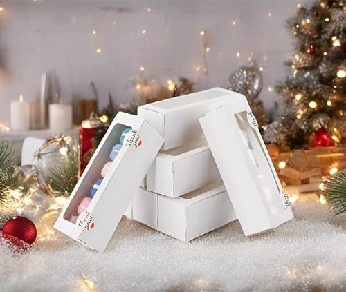 36 Pack Macaron Boxes for 5-7 Macarons Container Packaging Strawberry Candies Sweets Boxes with Sticker for Gift Giving (White)