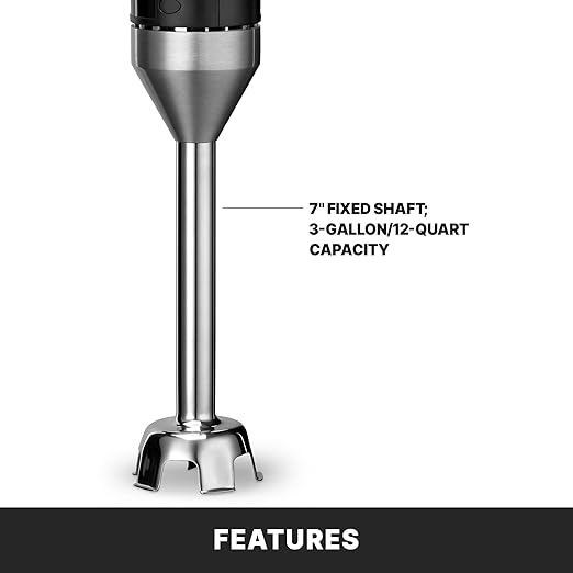 Waring Commercial Quik Stix Light Duty Stick Immersion Hand Held Blender, 7" Fixed Sealed Shaft, Steel Blade, 2 Speed, Professional Restaurant Foodservice Grade, 3 Gallon, 120V 100W, WSB35, Black