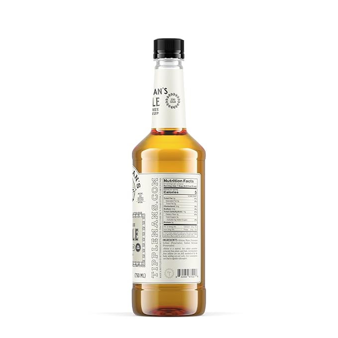 Tippleman's Sugar Free Simple Syrup - Zero-Sugar Allulose Skinny Sweetener - Perfect for Drinks, Cocktails, Coffee, Espresso - Fits Pump - 750ml