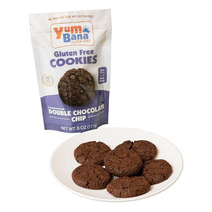 Yumbana Gluten Free Double Chocolate Cookies - Soy Free, Nut Free Cookies - No Artificial Flavors or Preservatives - Great for Snacks and Parties - 2 Pack