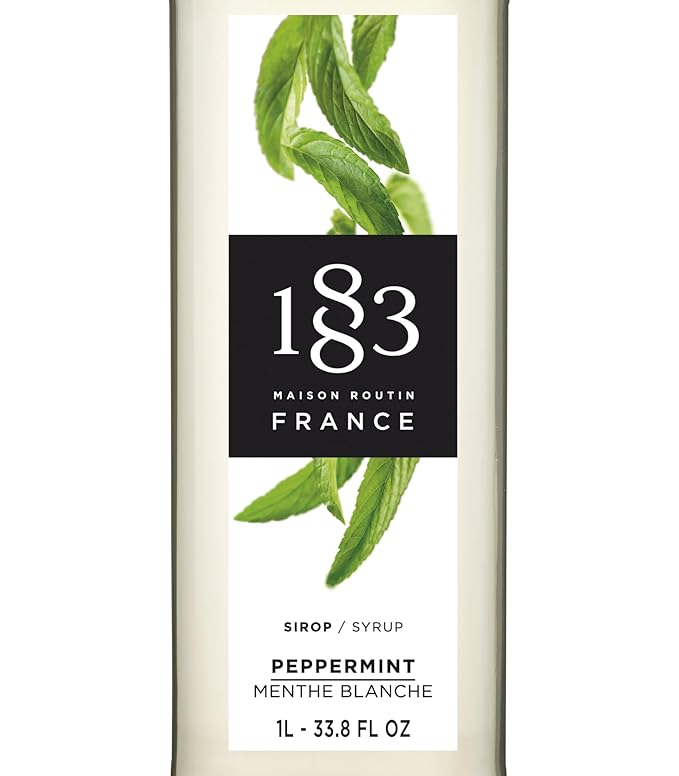 1883 Peppermint Syrup for Drinks, Made in France, 1 Liter Plastic Bottle (Pack of 2)