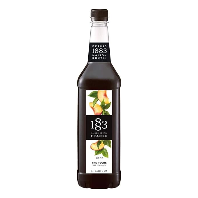 1883 Iced Tea Peach Syrup for Drinks, Made in France, 1 Liter Plastic Bottle