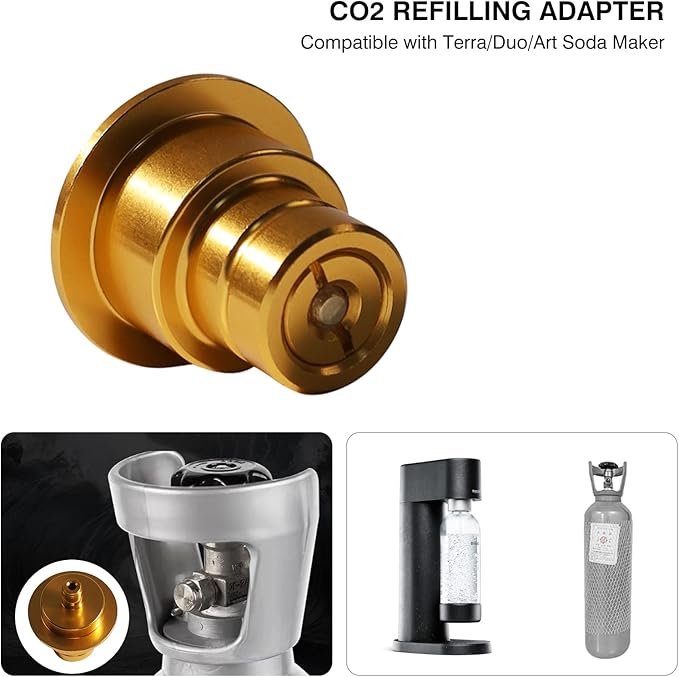 Yasorn 8mm CO2 Adapter for Large CO2 Storage Tanks and Soda Machine Pink CO2 Cylinder System, Compatible with Terra Duo Soda Water Maker Machine, Quick Connect CO2 Cylinder Refill