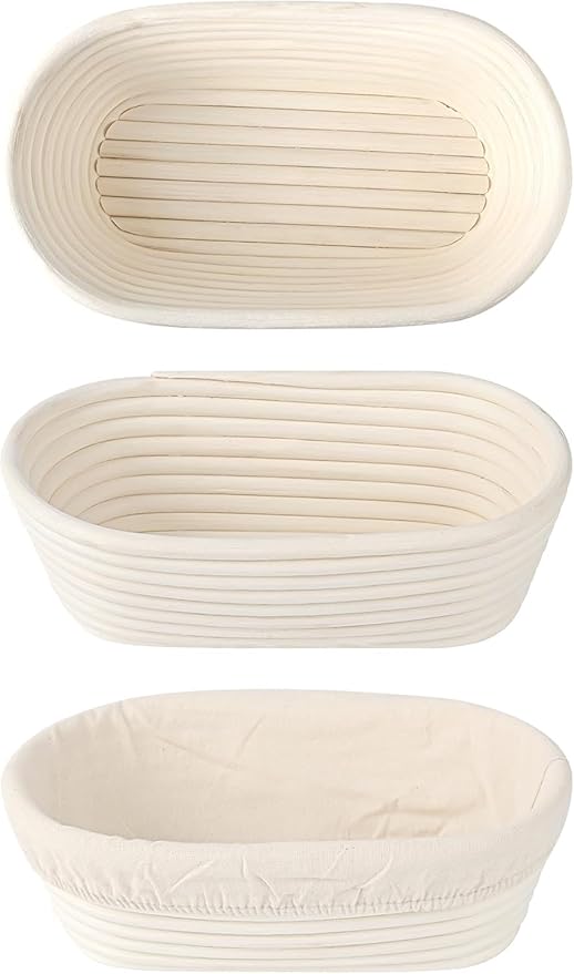 "Saint Germain Bakery Premium Round Bread Banneton Basket with Liner - Perfect Brotform Proofing Basket for Making Beautiful Bread (10"" Oval (2x count))"