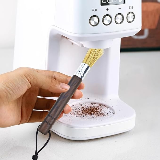 2 PACK Coffee Grinder Cleaning Brush, Espresso Maker/Machine Cleaner Tool for Camping Home Kitchen Barista, Leather Hanging
