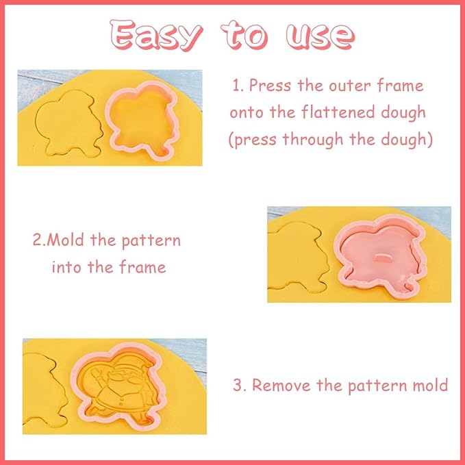 8 Piece Christmas Cookie Cutters, 3d Raised Design Gingerbread Cookie Stamps, Cookie Cutter Set suitable for Frosting Decoration, Mini Pie Molds, Apple Pie Pastry Biscuit Cutter (Christmas-C)