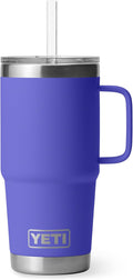 YETI Rambler 25 oz Tumbler with Handle and Straw Lid, Travel Mug Water Tumbler, Vacuum Insulated Cup with Handle, Stainless Steel, Ultramarine Violet