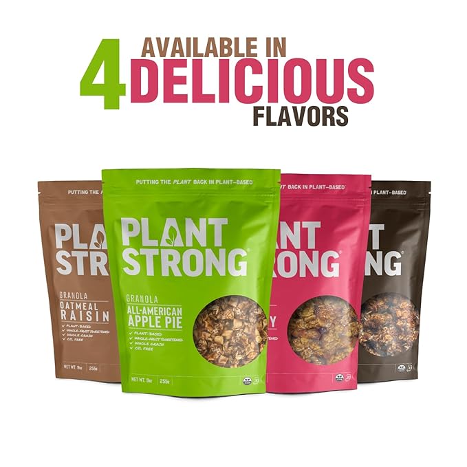 PLANTSTRONG Classic Oatmeal Raisin Cookie Granola Snack Mix - Whole Grain, Naturally Sweetened With Fruit, Plant Based, Oil Free - Pack of 4 x 9oz Bags