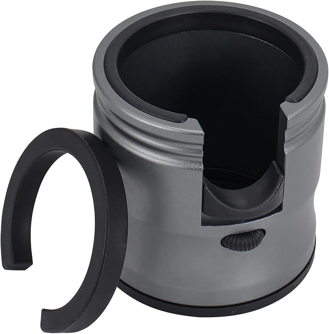 Espresso Tamping Station, Coffee Portafilter Holder, Aluminum Alloy Stand Fit for Most 51mm, 53mm, 54mm and 58mm Portafilter (Round, Grey)