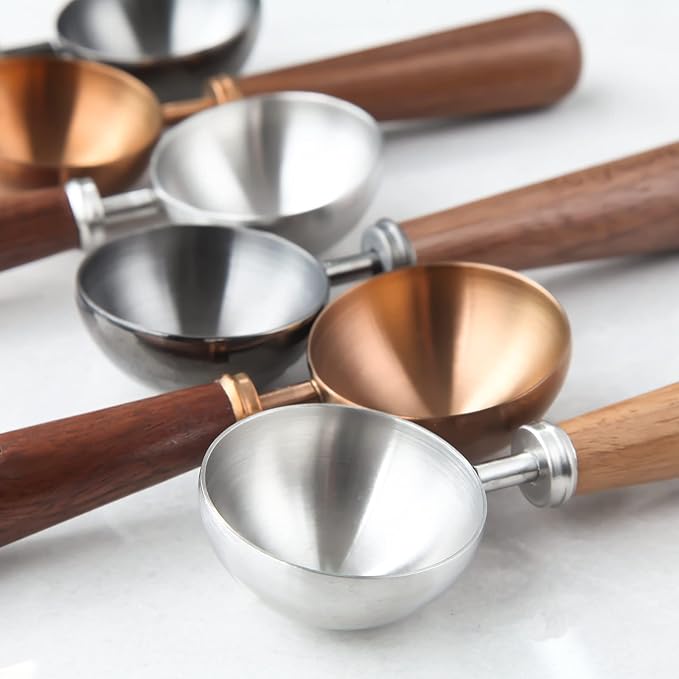 Easyworkz Retro Stainless Steel Coffee Spoon With Black Walnut Handle,10g - Measuring Spoon (Gunmetal)