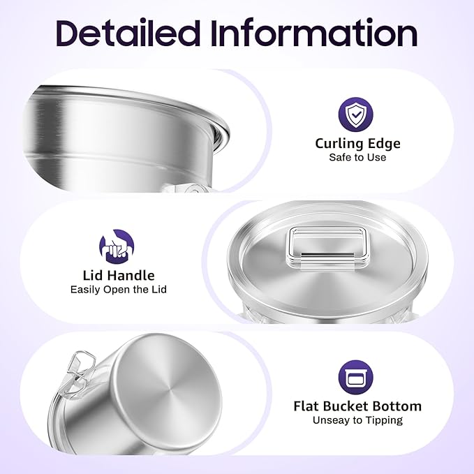 202 OZ Stainless Steel Canister Rice Cereal Grain Storage Containers with Lid Airtight Coffee Bean Storage Milk Flour Sugar Food Storage for Home Bar Restaurant (6L/202 OZ)