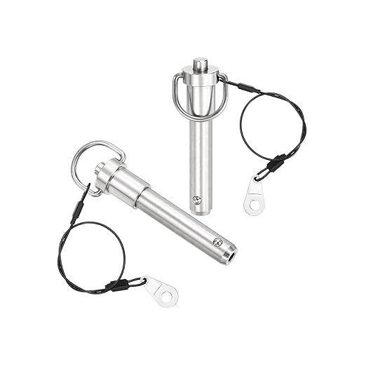uxcell 2 Pcs Quick Release Pin, 1/2" x 1.77"(Dia. x L) Push-Button Ball Locking Pin 304 Stainless Steel Ring Handle Locking Pin with Wire for Audio Bimini Top Marine, Silver
