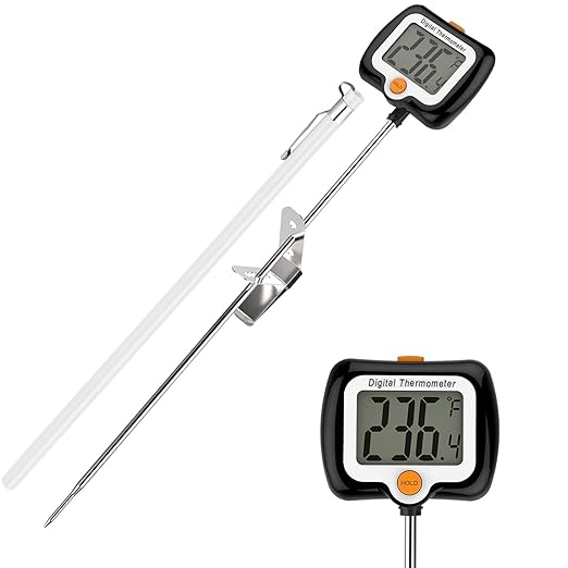 10 Inch Long Digital Candy Thermoometer with Pot Clip,Deep Fry Thermometer,Rotating Display, Best Instant Read Food Meat Thermometer for Candy Making or Deep Frying