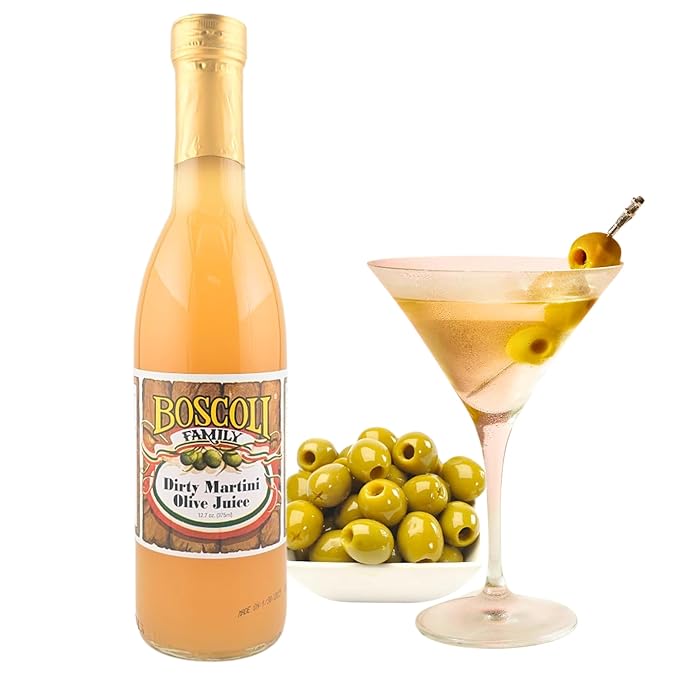 Boscoli Dirty Martini Olive Juice - 12.7 oz Bottle, Pack of 3, All Natural, Gluten-Free - Premium Cocktail Mixer for Martinis & Bloody Marys