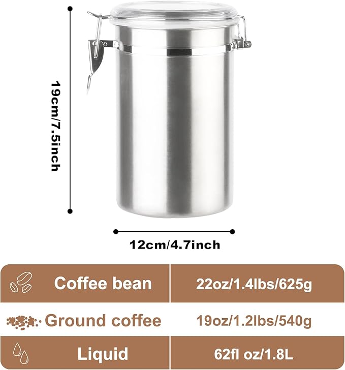 Stainless Steel Food Container with Clear Lids Airtight Storage Container Stackable Small Canisters Kitchen Pantry Storage for Cereal, Snacks, Candy, Herbs, Spices, Sugar, Tea (Silver)