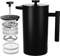 French Press Coffee Maker,Stainless Steel Double Wall Insulated Coffee Press 34 oz,4-8 Cups, Portable Hot Cold Brew Teapot Cafetera for Coffee Bar Accessories Kitchen Camping (Black,34oz)
