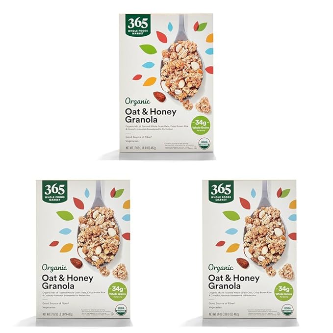 365 by Whole Foods Market, Organic Granola Oat And Honey, 17 Ounce (Pack of 3)
