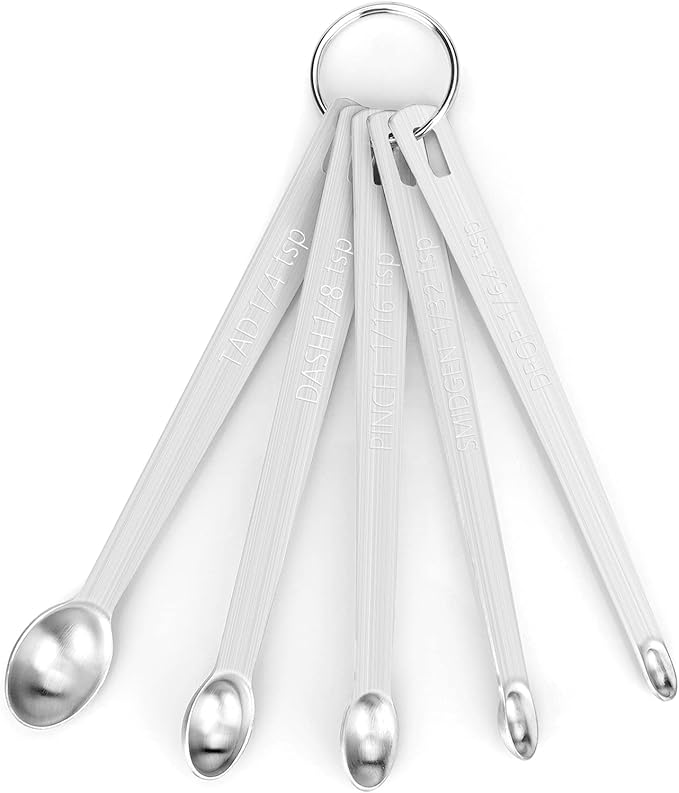 Mini Measuring Spoon Set, Heavy Duty Stainless Steel Measuring Spoons for Cooking Baking, Tablespoon Teaspoon for Dry or Liquid Ingredients, Fits in Spice Jar, 1/64 1/32 1/16 1/8 1/4 tsp