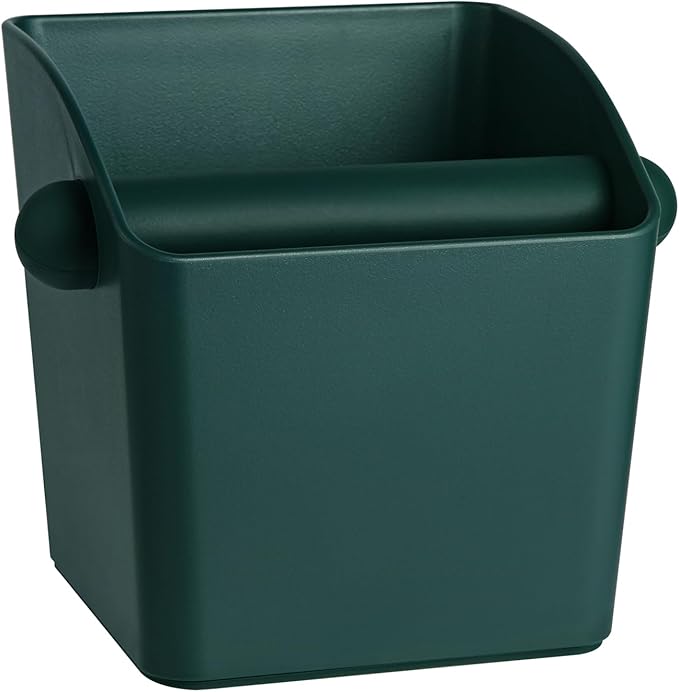 Large Square Knock Box Shock-absorbent Knock Box Espresso with Removable Knock Bar and Non-Slip Base Espresso Accessories for Home/Office (Large Green Knock Box)