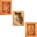 Wooden Cookie Biscuit Mold, 3D Baking Mold, Embossing Craft Decorating Baking Tool, Suitable for Halloween Thanksgiving Christmas Kitchen DIY (Xmas-A-3PCS)
