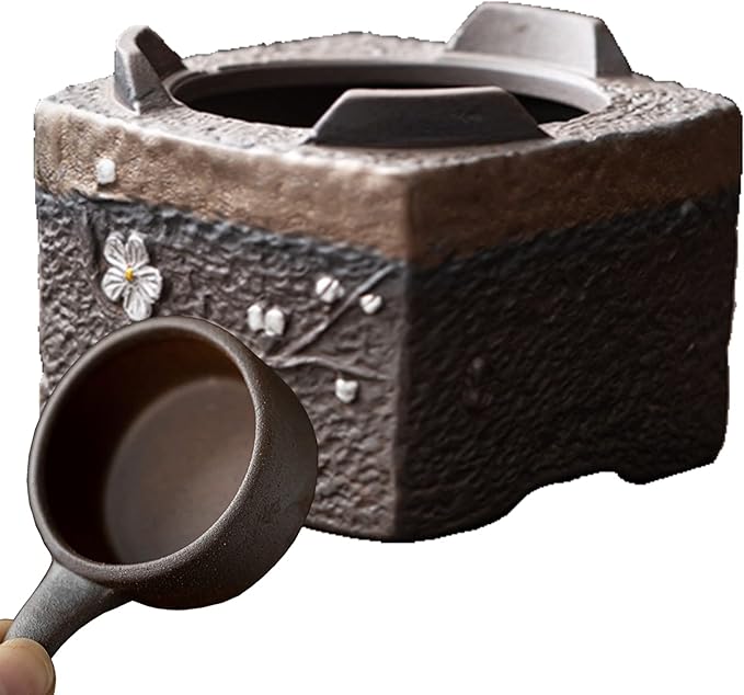 Teapot Warmer Matte Classic Retro Ceramic Universal Tea Warmer Stand Set with Candle Holder Japanese Style for Warming Tea, Coffee and Milk etc.