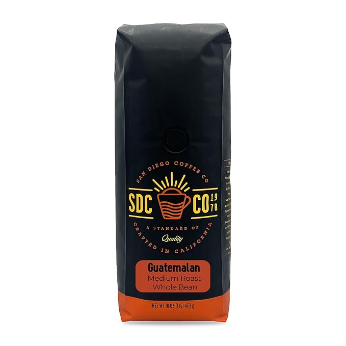 San Diego Coffee Guatemalan, Medium Roast, Whole Bean Coffee, 16-Ounce Bag Café en grano tostado