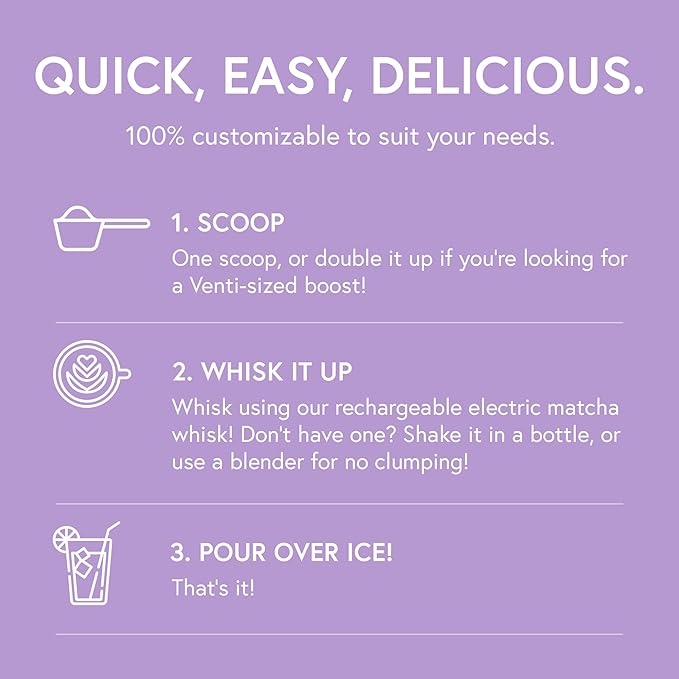 Matchabar Epic Iced Instant Latte Powder | Lavender Oat Matcha w/Oat Milk Base | Low Sugar, Non-Diary & Vegan Instant Iced Matcha Powder | Barista-Quality Creamy Latte Mix | 10 Servings