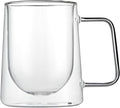 Restaurantware-Forma Professional 10.2 Ounce Double Wall Coffee Mugs, 2 Insulated Coffee Mugs With Handle - Dishwashable, Reusable, Clear Glass Beverage Cups, Freezable, For Hot Or Cold Beverages